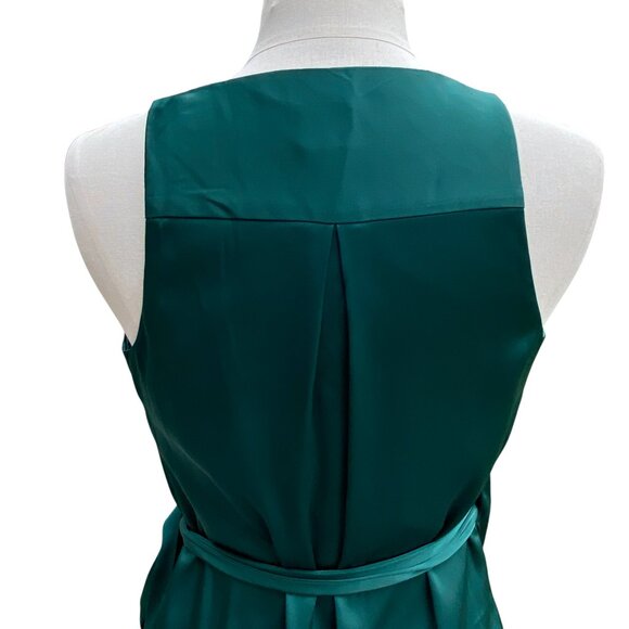 Gap Satin Wrap Sleeveless Cocktail Dress Sz XSP Emerald Green Mini Holiday Party - Picture 6 of 12